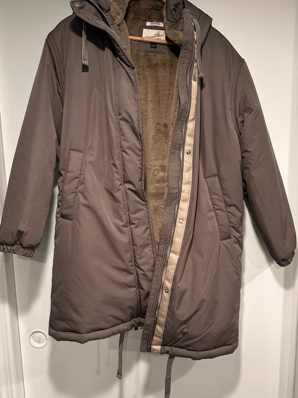 Women’s taupe brown Hooded Parka Jacket with fur lining